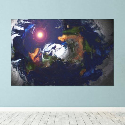 FLAT EARTH OP BRAND CANVAS AFDRUK (Insitu (Houten vloer))