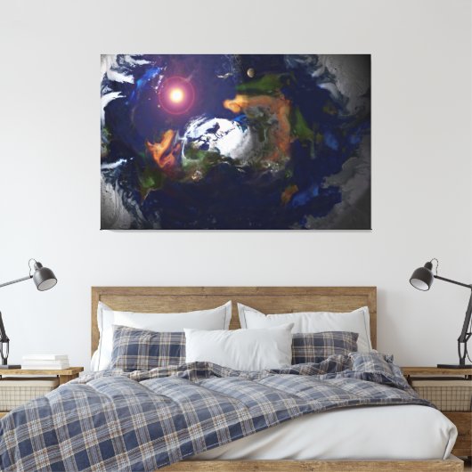 FLAT EARTH OP BRAND CANVAS AFDRUK (Insitu (Slaapkamer))