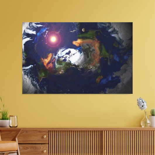 FLAT EARTH OP BRAND CANVAS AFDRUK (Insitu (Woonkamer))