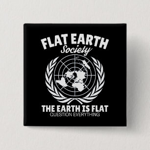 Flat Earth Society Believers Science Fiction Vierkante Button 5,1 Cm