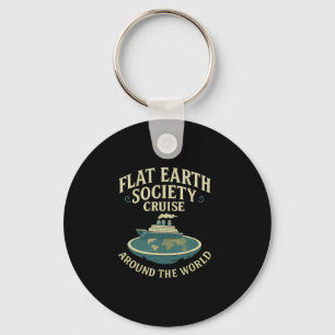 Flat Earth Society Cruise Vintage Wetenschap Humor Sleutelhanger