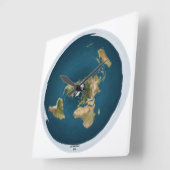 Flat Earth Square Wall Clock Vierkante Klok (Hoek)