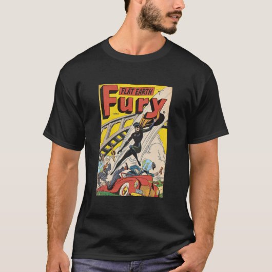Flat Earth T-Shirt (Flat Earth Fury Comic) (Voorkant)