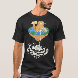 Flat Earth Theory Milky Way Cat Geography Leraar T-shirt