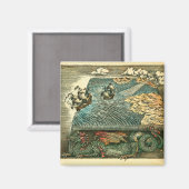 Flat Earth Woodcut Magneet (Voorkant / Achterkant)