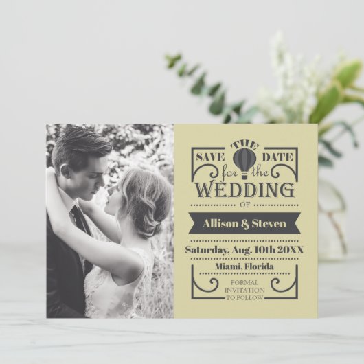 Flat Elegant Save the Date Wedding Kaart (Staand voorkant)