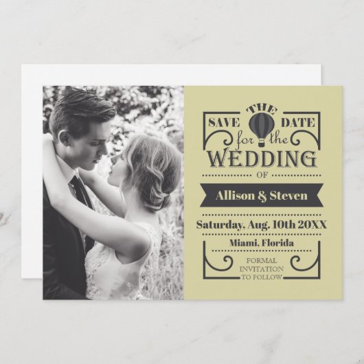 Flat Elegant Save the Date Wedding Kaart (Voorkant / Achterkant)