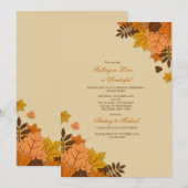 Flat Fall Leaves Invitation Kaart (Voorkant / Achterkant)