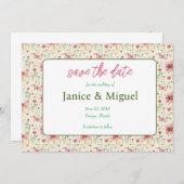 Flat Floral Dragonfly Bruiloft Save The Date Kaart (Voorkant / Achterkant)