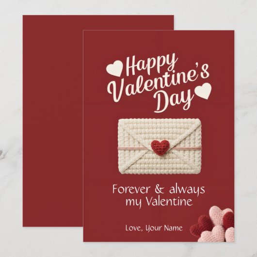 Flat Forever & Always Valentine Love Card Feestdagenkaart (Voorkant / Achterkant)