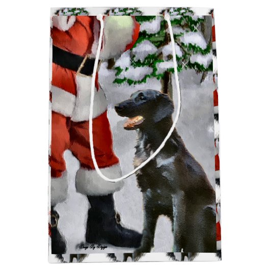 Flat-gecoate Retriever Christmas Medium Cadeauzakje (Voorkant)