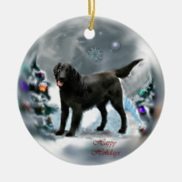 Flat-gecoate Retriever kerstversieringen geschenke Keramisch Ornament