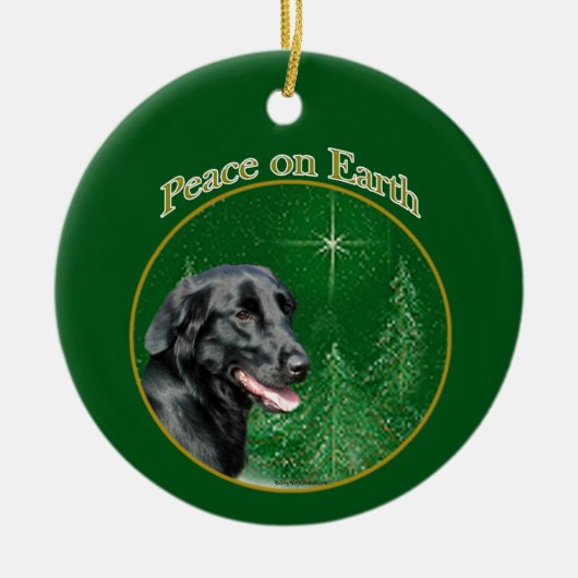 Flat-gecoate Retriever Peace Sleutelhanger Keramisch Ornament (Voorkant)