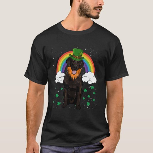 Flat gecoate retriever St Patricks Day Leprechaun T-shirt (Voorkant)