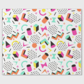 Flat Geometric Squiggly Memphis vet patroon 1980 Cadeaupapier (Vlak)