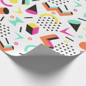 Flat Geometric Squiggly Memphis vet patroon 1980 Cadeaupapier (Hoek)