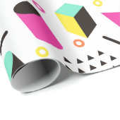 Flat Geometric Squiggly Memphis vet patroon 1980 Cadeaupapier (Rol Hoek)