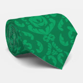 Flat Green Damask Pattern Stropdas (Opgerold)