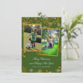 Flat Green- en Gold-kerstfotokaarten Feestdagenkaart (Staand voorkant)