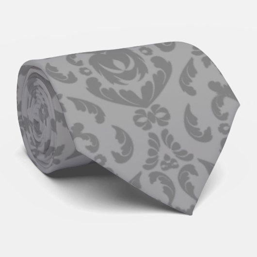Flat Grey Damask Pattern Stropdas (Opgerold)