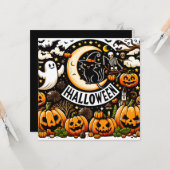 Flat Halloween wenskaart Kaart (Voorkant / Achterkant in situ)