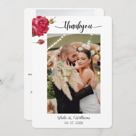 Flat Hartelijk dank Bedankkaart (Voorkant / Achterkant)