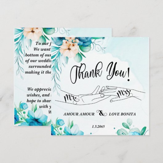 Flat Hartelijk dank Bedankkaart (Voorkant / Achterkant)