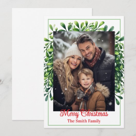 Flat Holiday Card Custom Photo Feestdagenkaart (Voorkant / Achterkant)