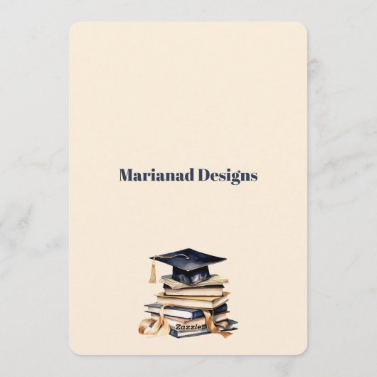 Flat Holiday Card- Editable Scroll Grad Invitation Feestdagenkaart (Achterkant)