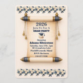 Flat Holiday Card- Editable Scroll Grad Invitation Feestdagenkaart (Voorkant)