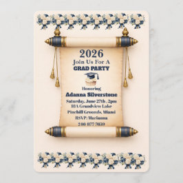 Flat Holiday Card- Editable Scroll Grad Invitation Feestdagenkaart