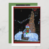 Flat Holiday Card met Snowman, beren en boom Feestdagenkaart (Voorkant / Achterkant)