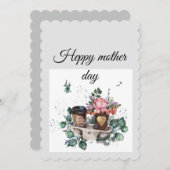 Flat Holiday Kaart "Bloemenkoffie: Moederdag" (Voorkant / Achterkant)