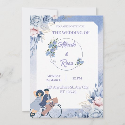 Flat Holiday Kaart bruiloft (Voorkant)