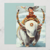 Flat Holiday Kaart Buffalo Riding (Voorkant / Achterkant)