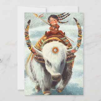 Flat Holiday Kaart Buffalo Riding