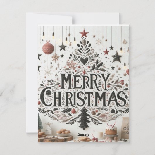 Flat Holiday Kaart, Meowy Christmas Feestdagenkaart (Achterkant)