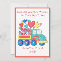 Flat Holiday Kaart Truck Heart Valentijn