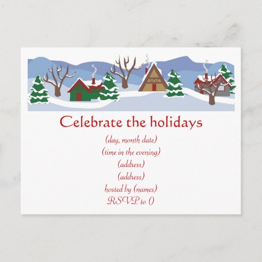 Flat Holiday Party Invitation-Custom Gedrukt Uitnodiging Briefkaart (Voorkant)