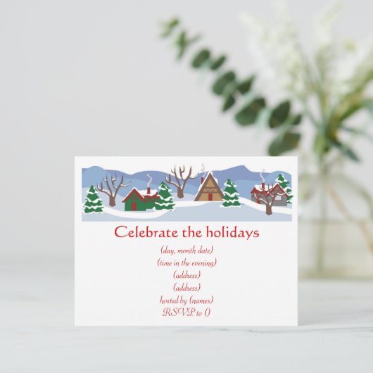 Flat Holiday Party Invitation-Custom Gedrukt Uitnodiging Briefkaart (Staand voorkant)