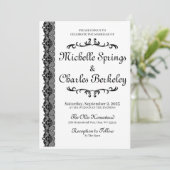 Flat Invitation Elegant Black Lace Wedding Invites (Staand voorkant)