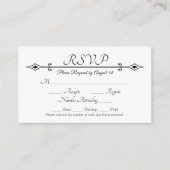 Flat Invitation Elegant Black Lace Wedding RSVP Informatiekaartje (Voorkant)
