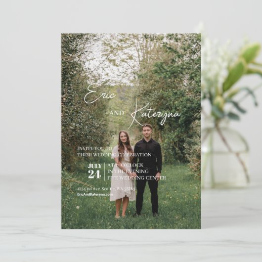 Flat Invitation, formaat: 5 x 7 inch, papier: Matt Kaart (Staand voorkant)