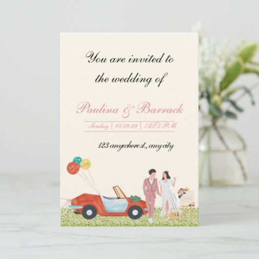 Flat Invitation, formaat: 5 x 7 inch, papier: Matt Kaart (Staand voorkant)