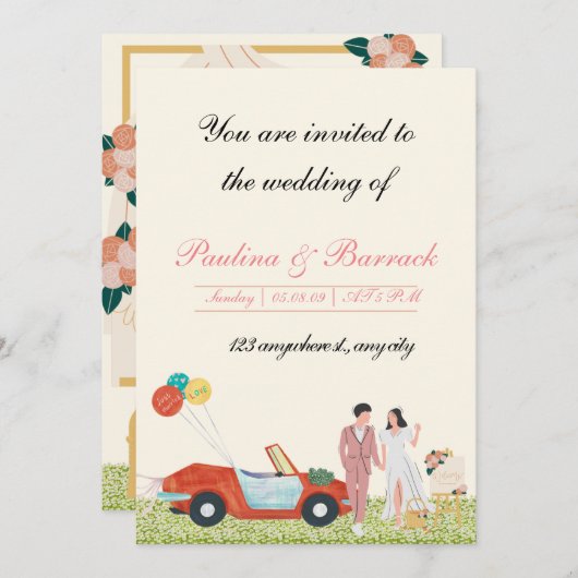 Flat Invitation, formaat: 5 x 7 inch, papier: Matt Kaart (Voorkant / Achterkant)