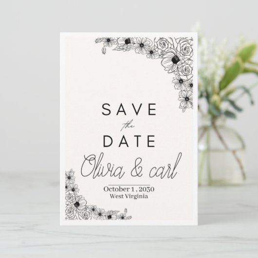 Flat Invitation, formaat: 5 x 7 inch, papier: Matt Kaart (Staand voorkant)