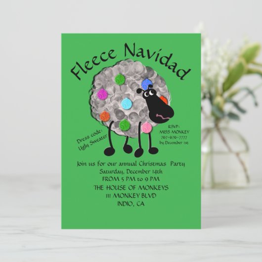 Flat Invitation, formaat: 5 x 7 inch, papier: Matt Kaart (Staand voorkant)