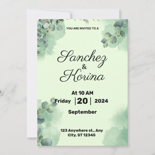 Flat Invitation, formaat: 5 x 7 inch, papier: Matt Kaart (Voorkant)