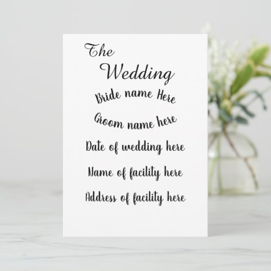 Flat Invitation, formaat: 5 x 7 inch, papier: Matt Kaart (Staand voorkant)