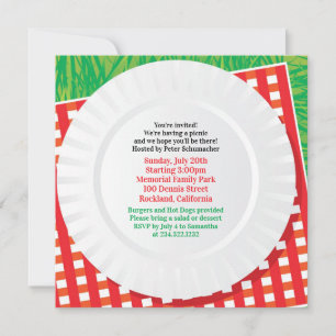 Flat Invitation Picnic Outing Party Kaart